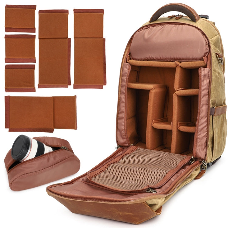 K805 Water-resistant Batik Canvas Camera Backpack Outdoor Liner Shoulder Photography Bag(Blue)