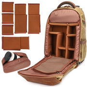 K805 Water-resistant Batik Canvas Camera Backpack Outdoor Liner Shoulder Photography Bag(Soil Yellow)