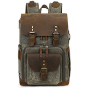 K-86 Casual Shoulder Camera Bag Contrast Water-resistant Batik Canvas Single Digital Camera Photo Backpack(Green)