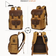 K-86 Casual Shoulder Camera Bag Contrast Water-resistant Batik Canvas Single Digital Camera Photo Backpack(Green)