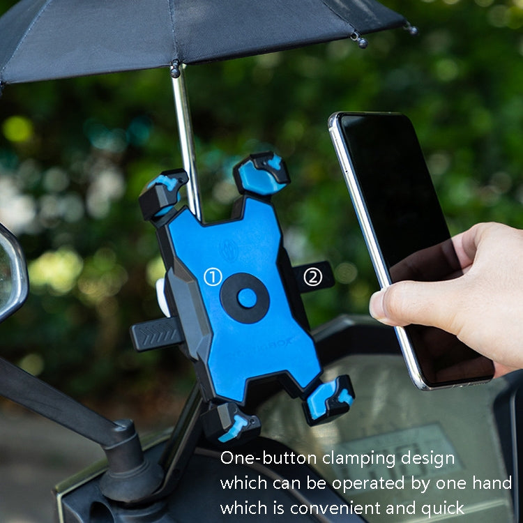 CYCLINGBOX Bicycle Mobile Phone Bracket With Parasol Rider Mobile Phone Frame, Style: Rearview Mirror Installation (Blue) - free shipping - PMC TechLife - Order now!