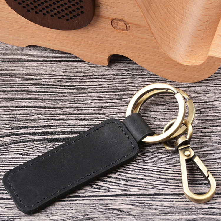 2 PCS Handmade Crazy Horse Leather Retro Keychain Car Couple Keychain, Specification: Double Ring(Coffee) - Key Rings by PMC TechLife | Online Shopping South Africa | PMC TechLife | Buy Now Pay Later Mobicred