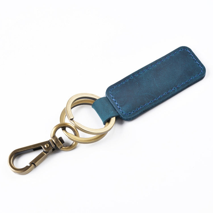2 PCS Handmade Crazy Horse Leather Retro Keychain Car Couple Keychain, Specification: Double Ring(Blue) - Key Rings by PMC TechLife | Online Shopping South Africa | PMC TechLife | Buy Now Pay Later Mobicred