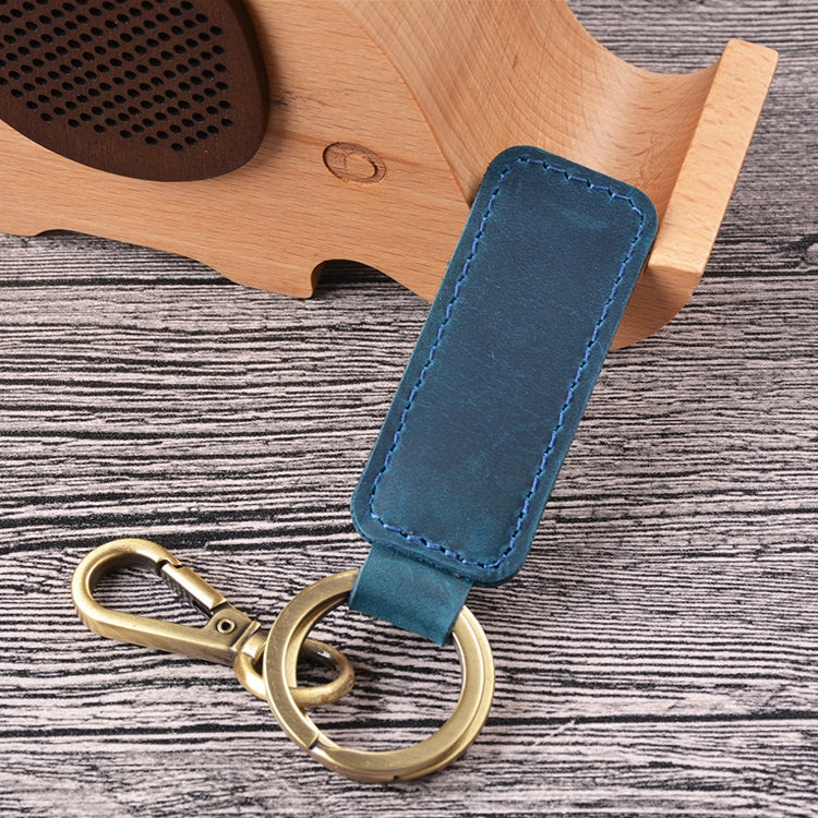 2 PCS Handmade Crazy Horse Leather Retro Keychain Car Couple Keychain, Specification: Double Ring(Blue) - Key Rings by PMC TechLife | Online Shopping South Africa | PMC TechLife | Buy Now Pay Later Mobicred