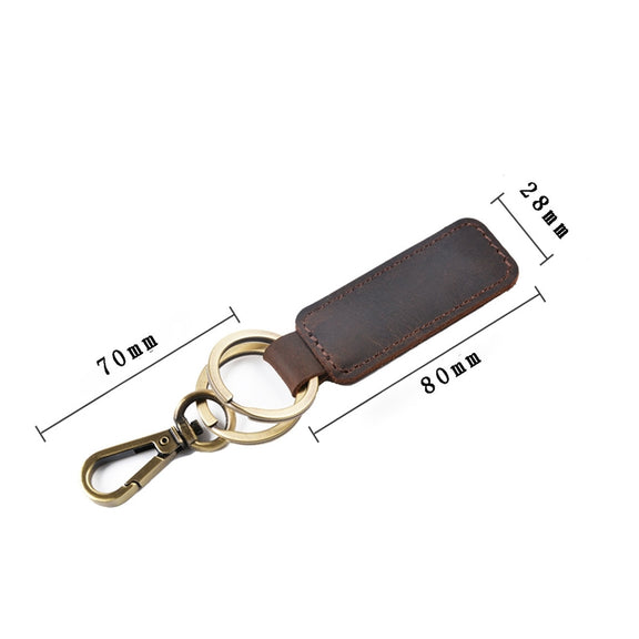 2 PCS Handmade Crazy Horse Leather Retro Keychain Car Couple Keychain, Specification: Double Ring(Black)