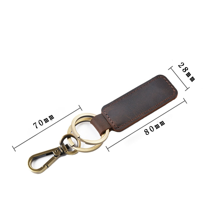 2 PCS Handmade Crazy Horse Leather Retro Keychain Car Couple Keychain, Specification: Double Ring(Black)
