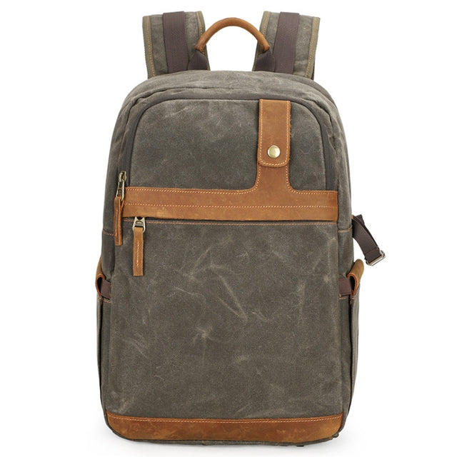 D1383 Outdoor SLR Digital Camera Backpack Water-resistant Batik Canvas Camera Bag(Green)
