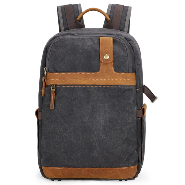 D1383 Outdoor SLR Digital Camera Backpack Water-resistant Batik Canvas Camera Bag(Gray)