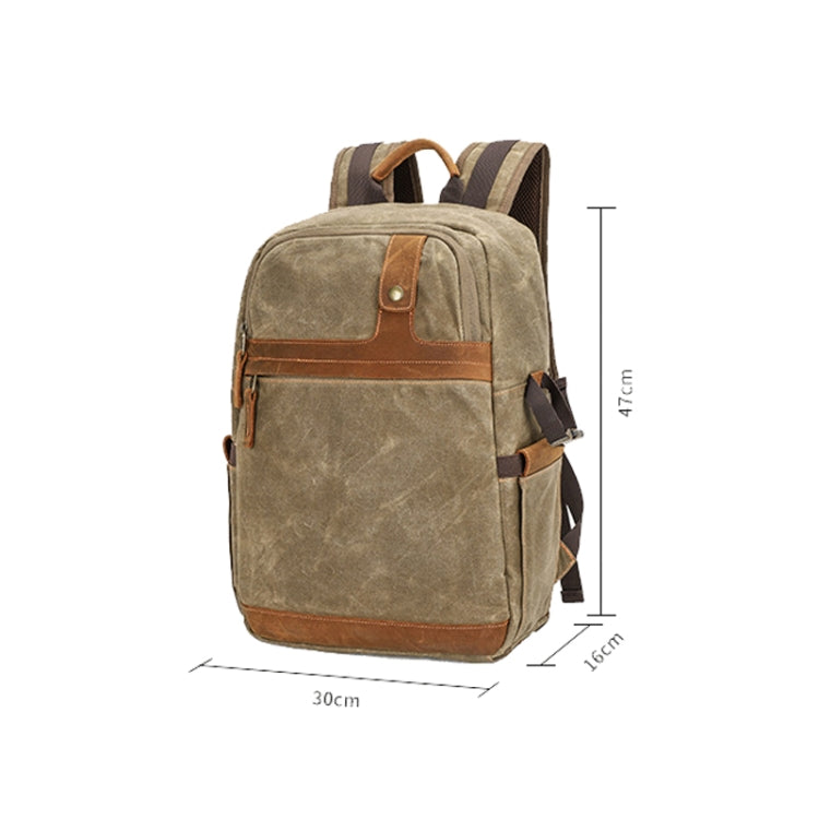 D1383 Outdoor SLR Digital Camera Backpack Water-resistant Batik Canvas Camera Bag(Khaki)