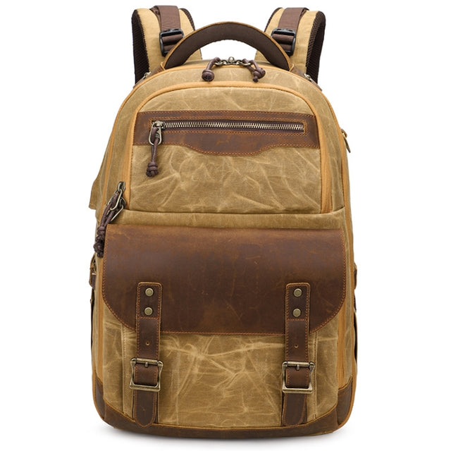 K813 Retro SLR Camera Bag Canvas Shoulder Computer Camera Bag(Soil Yellow)