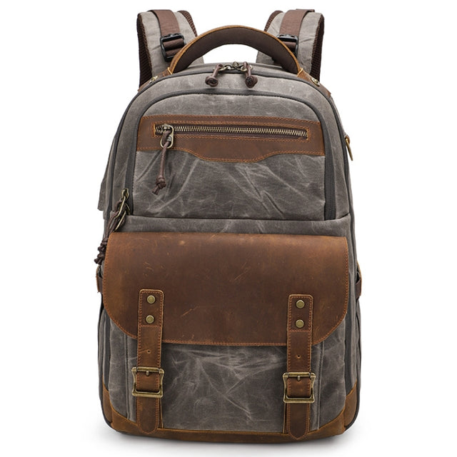 K813 Retro SLR Camera Bag Canvas Shoulder Computer Camera Bag(Grey)