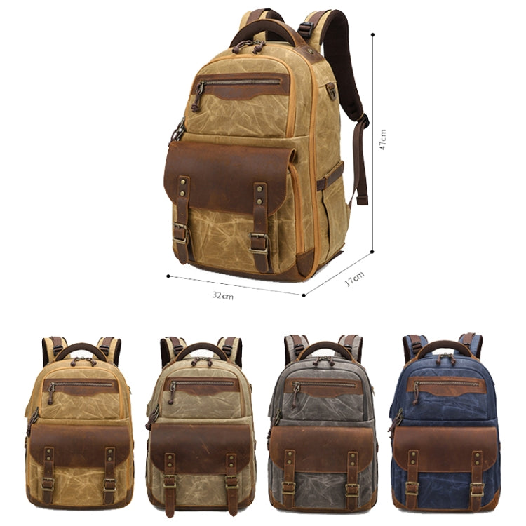 K813 Retro SLR Camera Bag Canvas Shoulder Computer Camera Bag(Soil Yellow) - Backpack by PMC TechLife | Online Shopping South Africa | PMC TechLife | Buy Now Pay Later Mobicred