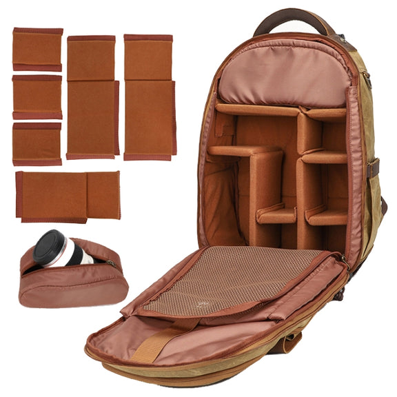 K813 Retro SLR Camera Bag Canvas Shoulder Computer Camera Bag(Khaki)