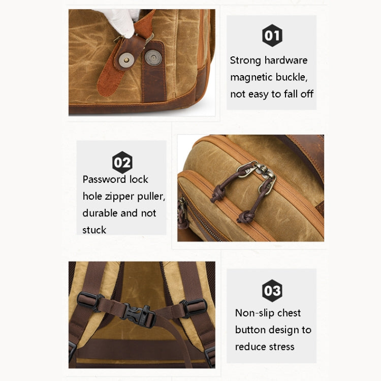 K813 Retro SLR Camera Bag Canvas Shoulder Computer Camera Bag(Khaki)