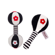 TOLOLO 1 Pair Baby Vision Training Early Educational Toy Newborn Chasing Black And White Sand Hammer Dumbbell Baby Rattle(  T168263-2)