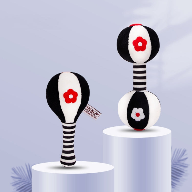 TOLOLO 1 Pair Baby Vision Training Early Educational Toy Newborn Chasing Black And White Sand Hammer Dumbbell Baby Rattle(  T168263-2)