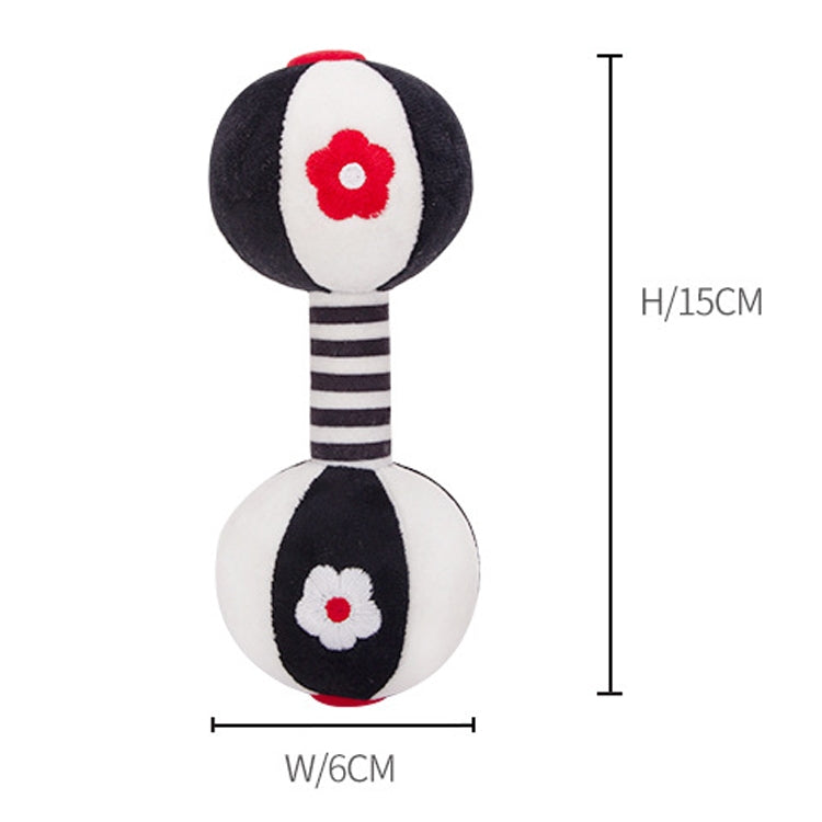 TOLOLO 1 Pair Baby Vision Training Early Educational Toy Newborn Chasing Black And White Sand Hammer Dumbbell Baby Rattle(  T168263-2)