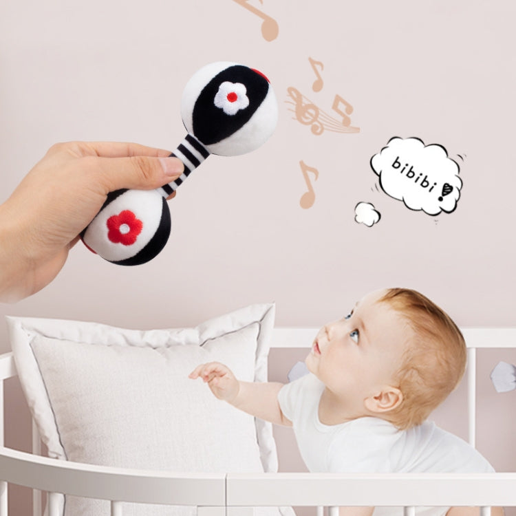 TOLOLO 1 Pair Baby Vision Training Early Educational Toy Newborn Chasing Black And White Sand Hammer Dumbbell Baby Rattle(  T168263-2)