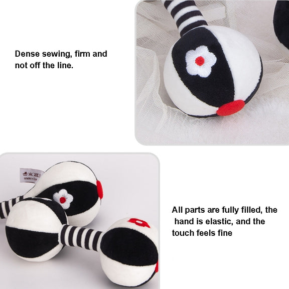 TOLOLO 1 Pair Baby Vision Training Early Educational Toy Newborn Chasing Black And White Sand Hammer Dumbbell Baby Rattle(  T168263-2)