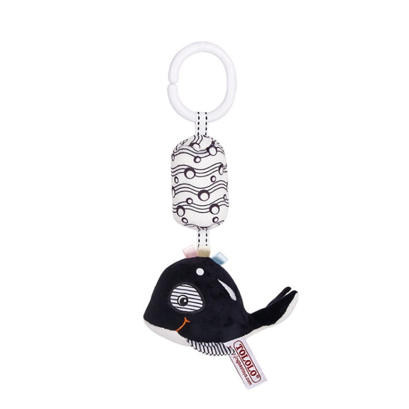 TOLOLO T168231-4 Newborn Bed Bell Early Education Toy Visually Inspires Black And White Wind Chimes Baby Bed Hanging(4A Whale)