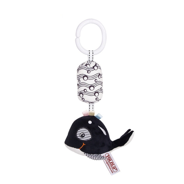 TOLOLO T168231-4 Newborn Bed Bell Early Education Toy Visually Inspires Black And White Wind Chimes Baby Bed Hanging(4A Whale)