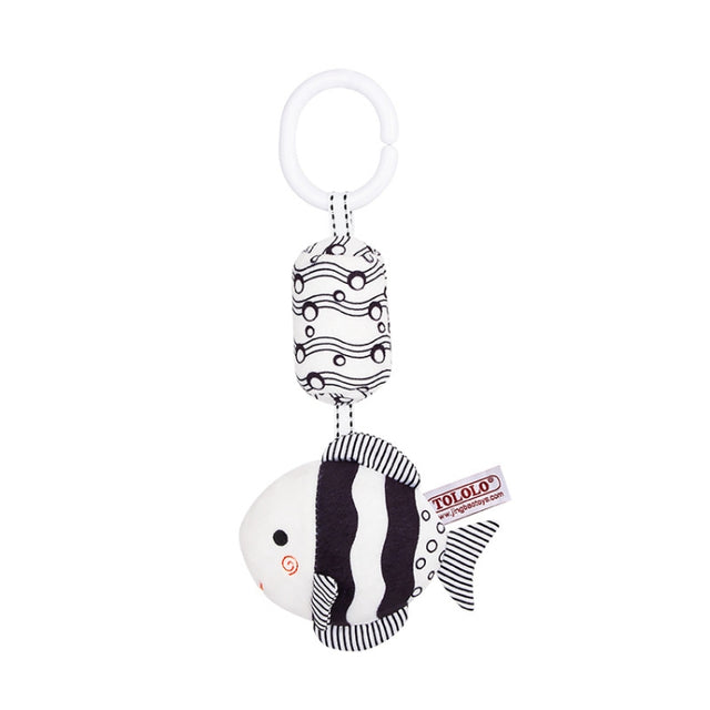 TOLOLO T168231-4 Newborn Bed Bell Early Education Toy Visually Inspires Black And White Wind Chimes Baby Bed Hanging(4B Striped Fish)