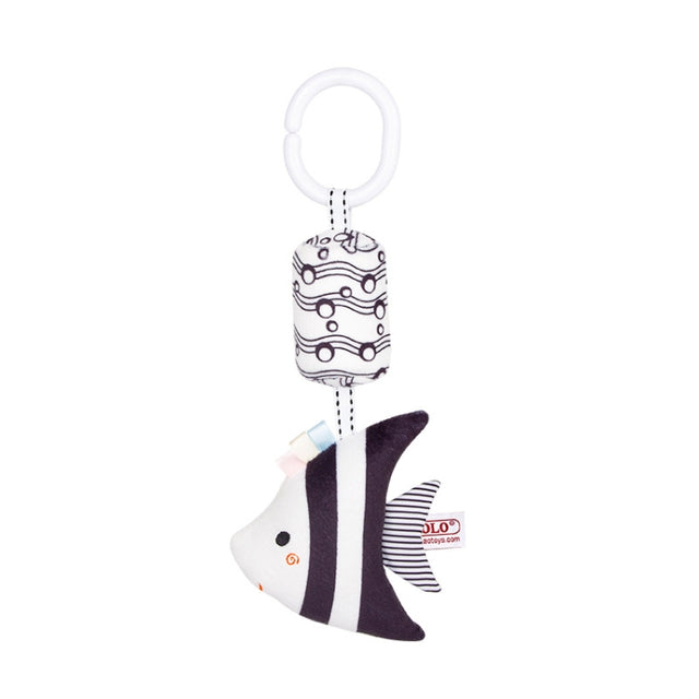 TOLOLO T168231-4 Newborn Bed Bell Early Education Toy Visually Inspires Black And White Wind Chimes Baby Bed Hanging(4C Tropical fish)