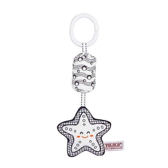 TOLOLO T168231-4 Newborn Bed Bell Early Education Toy Visually Inspires Black And White Wind Chimes Baby Bed Hanging(4D Starfish)