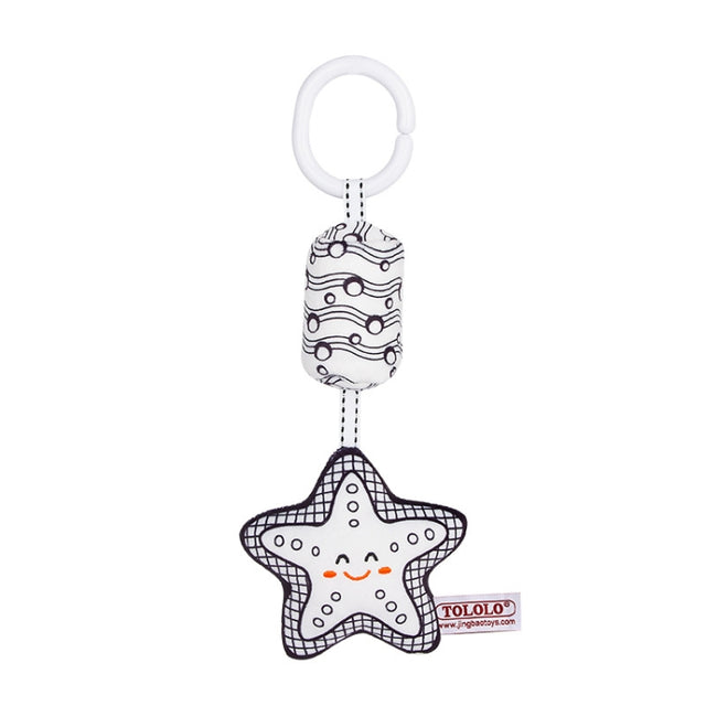 TOLOLO T168231-4 Newborn Bed Bell Early Education Toy Visually Inspires Black And White Wind Chimes Baby Bed Hanging(4D Starfish)
