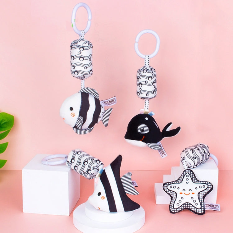 TOLOLO T168231-4 Newborn Bed Bell Early Education Toy Visually Inspires Black And White Wind Chimes Baby Bed Hanging(4C Tropical fish)
