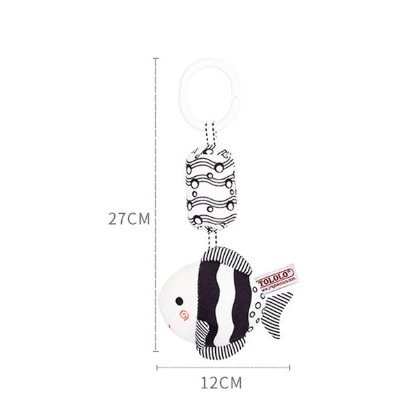 TOLOLO T168231-4 Newborn Bed Bell Early Education Toy Visually Inspires Black And White Wind Chimes Baby Bed Hanging(4C Tropical fish)
