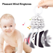 TOLOLO T168231-4 Newborn Bed Bell Early Education Toy Visually Inspires Black And White Wind Chimes Baby Bed Hanging(4B Striped Fish)