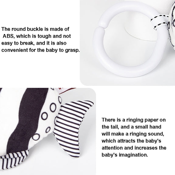 TOLOLO T168231-4 Newborn Bed Bell Early Education Toy Visually Inspires Black And White Wind Chimes Baby Bed Hanging(4C Tropical fish)