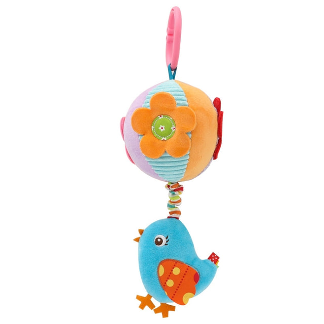 Stroller Drawstring Cloth Ball Toy Baby Soothing Hand Grab Ball Plush Bed Bell Lathe Pendant(Blue Bird)