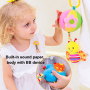 Stroller Drawstring Cloth Ball Toy Baby Soothing Hand Grab Ball Plush Bed Bell Lathe Pendant(Be)