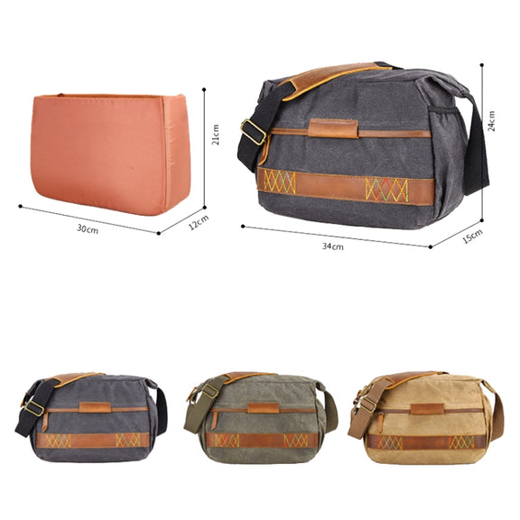 3037 SLR Camera Bag Shoulder Water-resistant Messenger Camera Bag(Green)