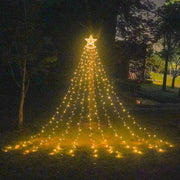 10LM 350 LED Star Waterfall Light Christmas Tree String Lights Outdoor Meteor Light, Plug Spec: US Plug(Warm White Light)