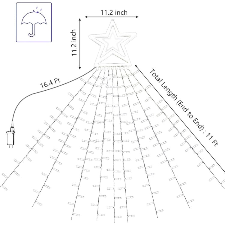 10LM 350 LED Star Waterfall Light Christmas Tree String Lights Outdoor Meteor Light, Plug Spec: EU Plug(RGB Light)
