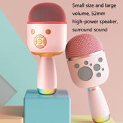 K58 Home Bluetooth Wireless Microphone With Lamp Mobile Phone K Song Children Microphone Audio(pink)