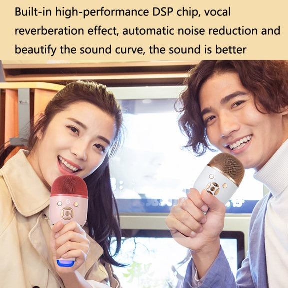 K58 Home Bluetooth Wireless Microphone With Lamp Mobile Phone K Song Children Microphone Audio(pink)