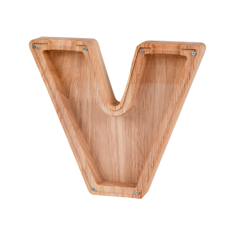 Wooden English Alphabet Piggy Bank Transparent Acrylic Piggy Bank(V) - Piggy Banks by PMC TechLife | Online Shopping South Africa | PMC TechLife | Buy Now Pay Later Mobicred