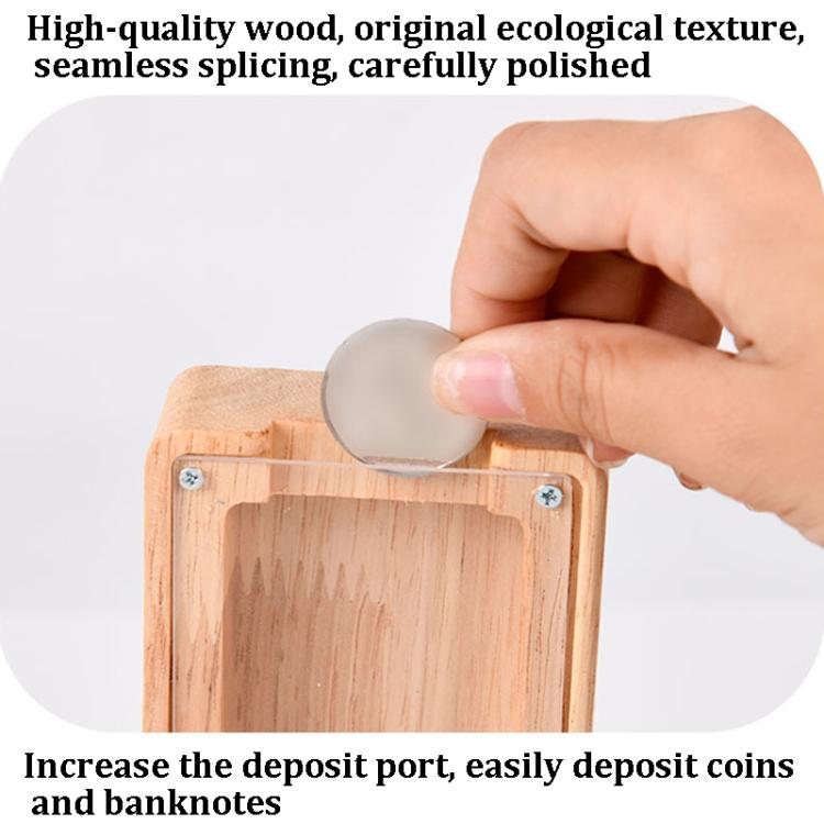 Wooden English Alphabet Piggy Bank Transparent Acrylic Piggy Bank(A)