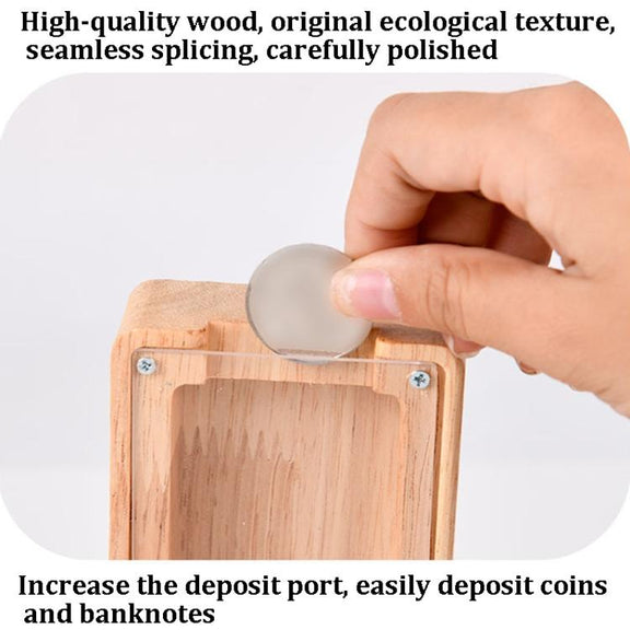 Wooden English Alphabet Piggy Bank Transparent Acrylic Piggy Bank(T)