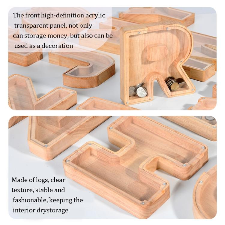Wooden English Alphabet Piggy Bank Transparent Acrylic Piggy Bank(V)