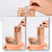 Wooden English Alphabet Piggy Bank Transparent Acrylic Piggy Bank(T)