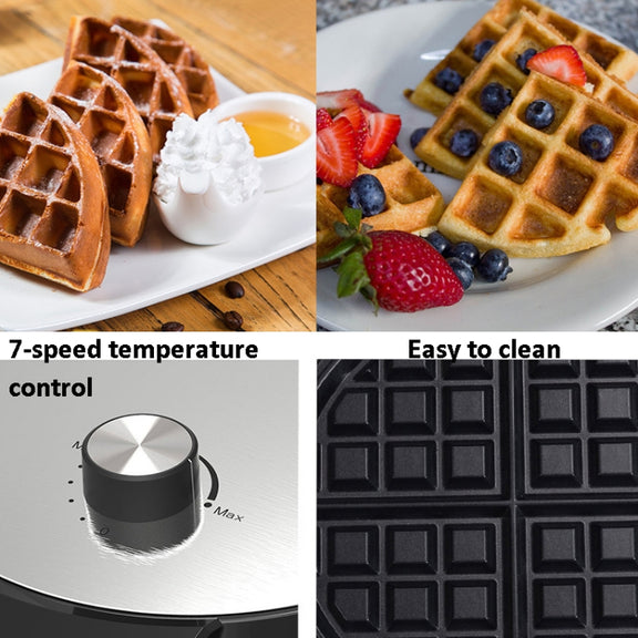 1000W Waffle Maker Breakfast Bread Maker Sandwich Maker Temperature Adjustable Electric Baking Pan(AU Plug)