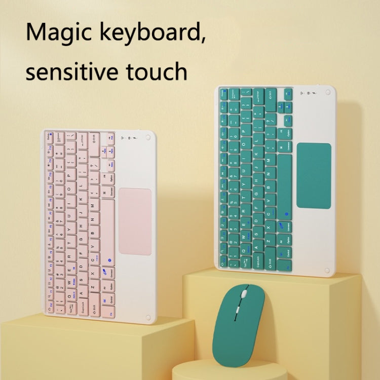 871 9.7 Inch Portable Tablet Bluetooth Keyboard With Touchpad + Mouse Set for iPad(White + Mouse)