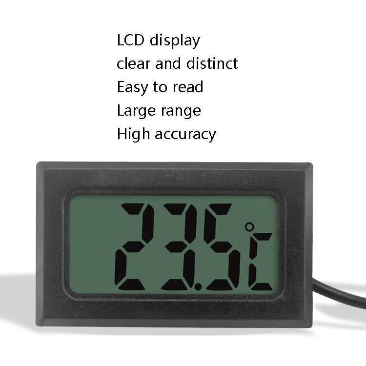 Fish Tank Digital Thermometer Water-resistant Probe Electronic Measuring Thermometer, Line Length: 1m (Black)