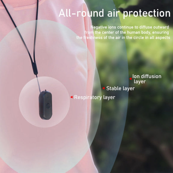 EP206 Hanging Neck Negative Ion Necklace Air Purifier(Black)
