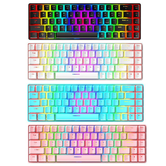 T8 68 Keys Mechanical Gaming Keyboard RGB Backlit Wired Keyboard, Cable Length:1.6m(White Green Shaft)